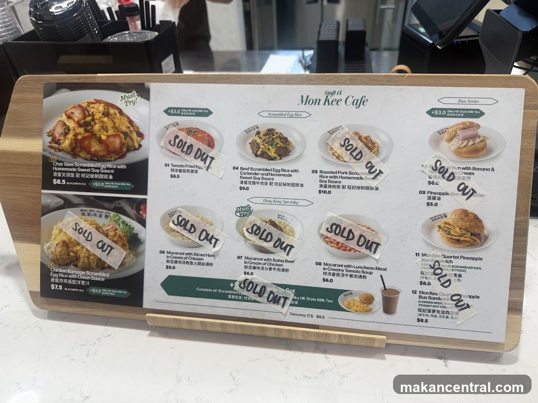 Mon Kee Cafe Menu