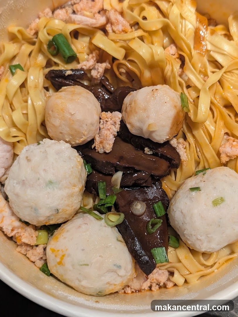 Noodles with Meatballs and Mushrooms