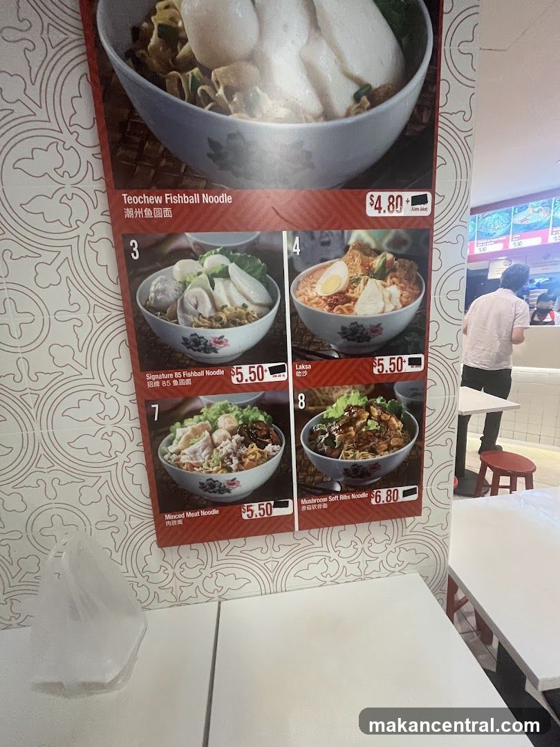 Teochew Fishball Noodle Menu