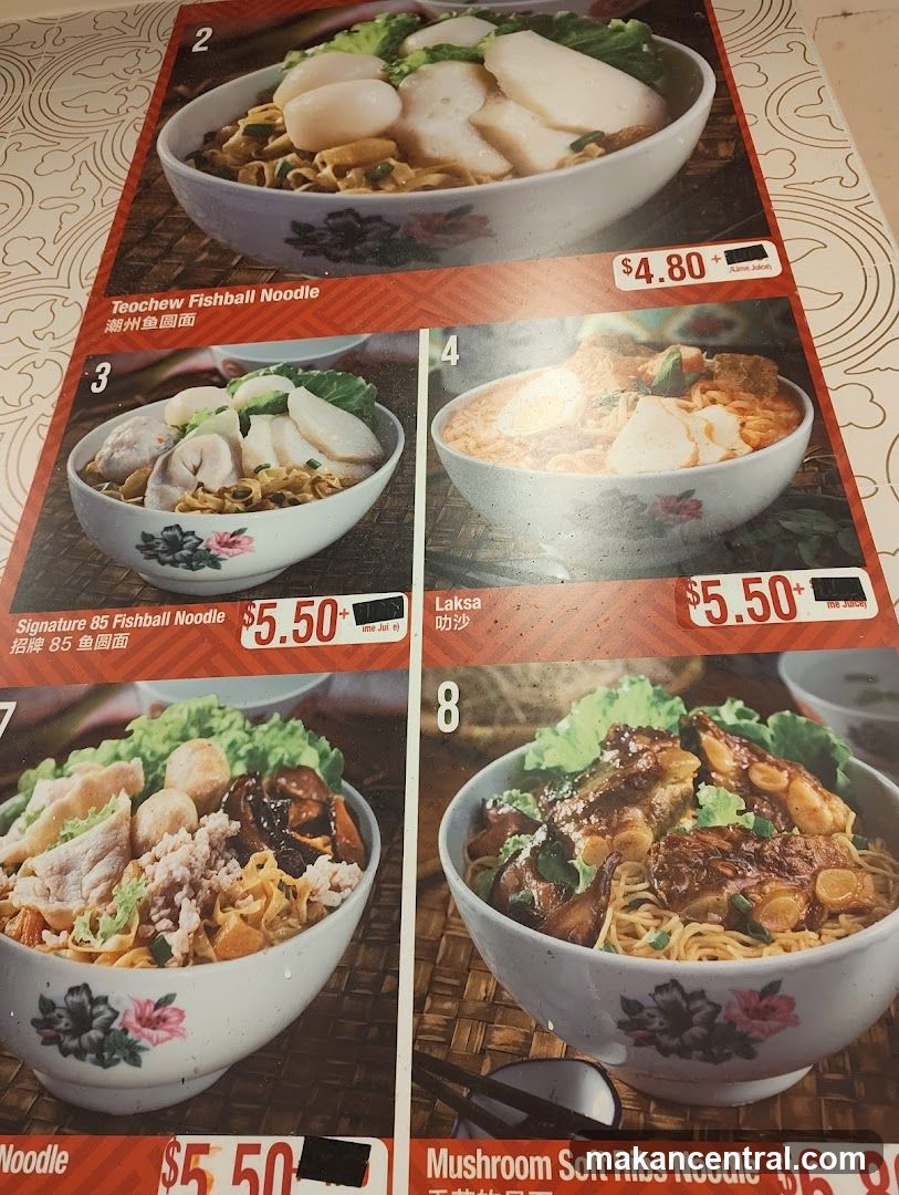 Menu with Noodle Dishes