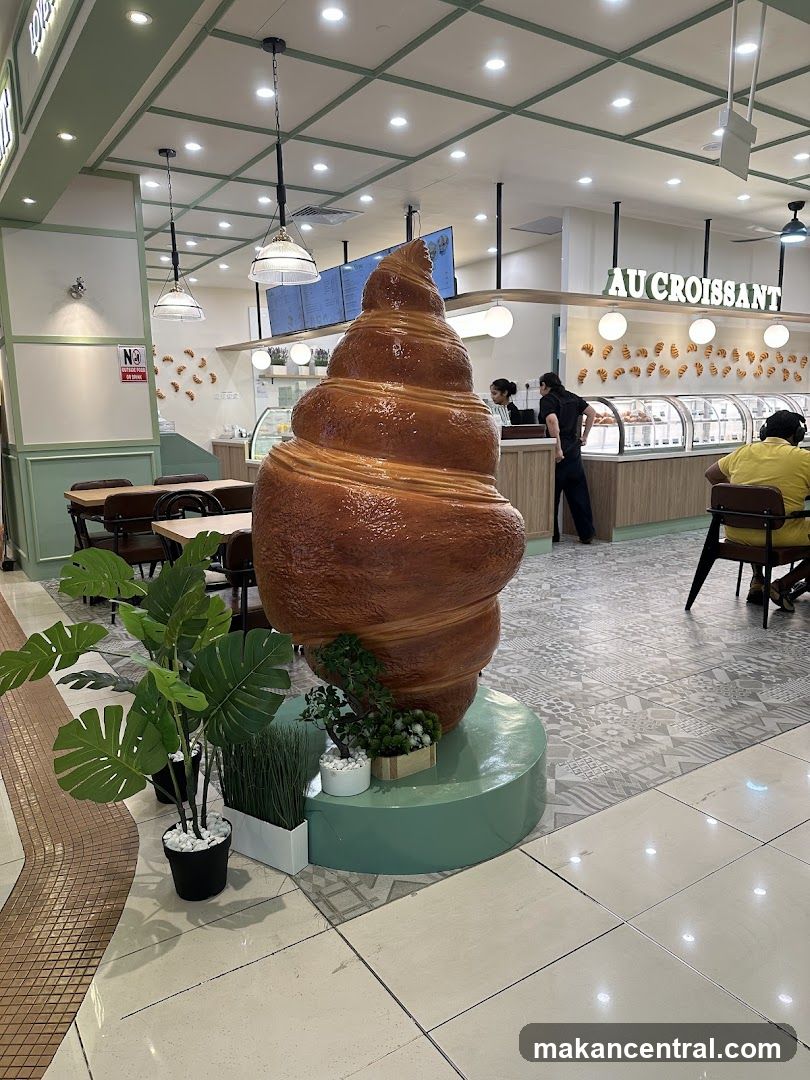 Croissant-themed cafe interior