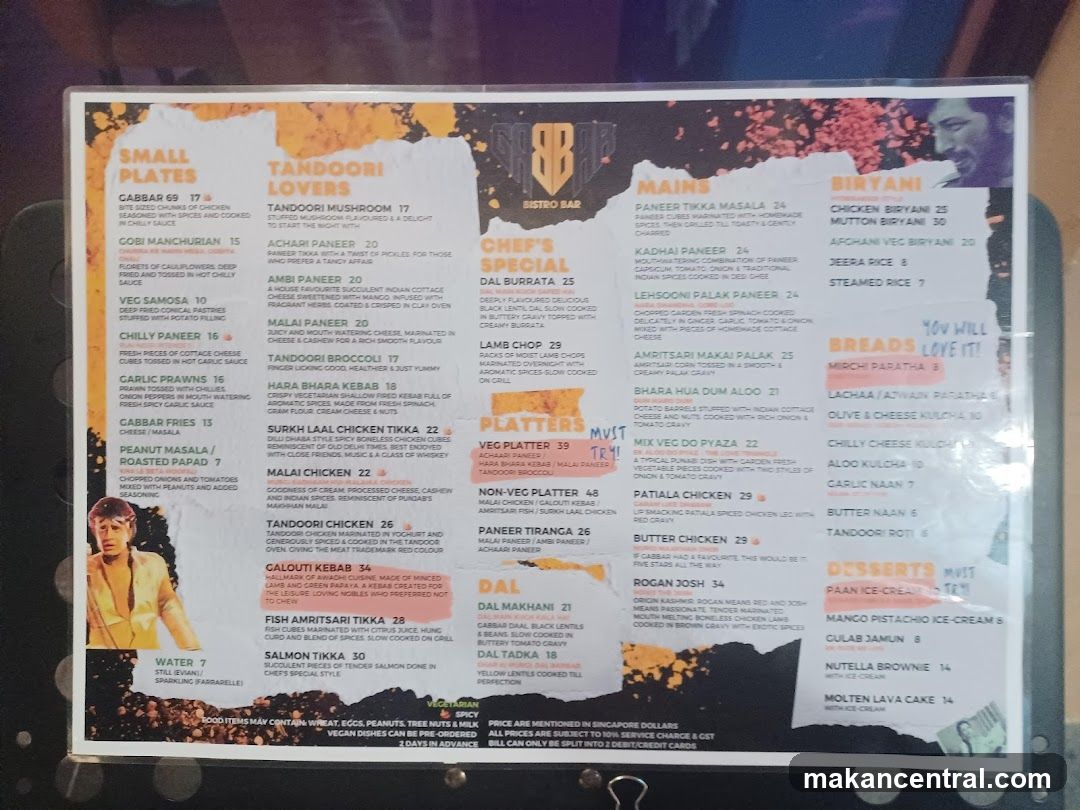 Bistro Bar Menu