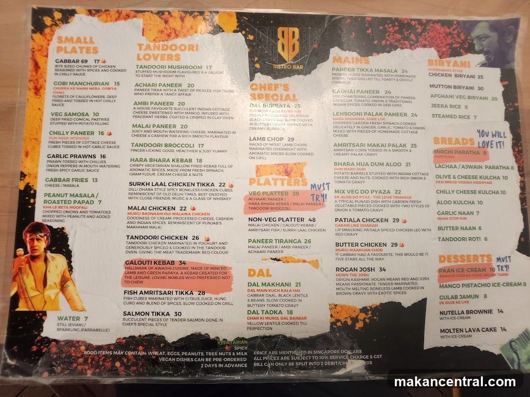 Bistro Bar Menu