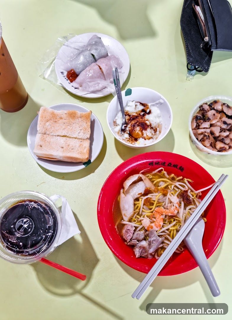 Table with various food items