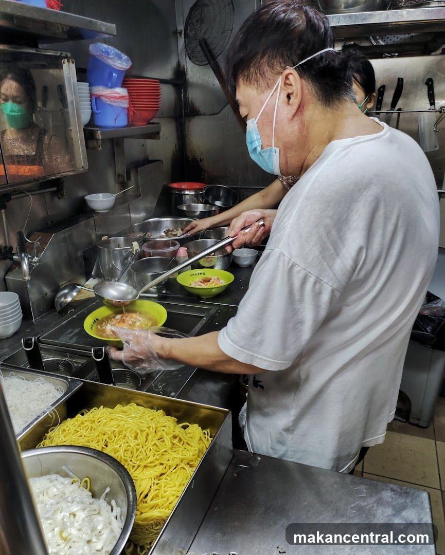 Chef preparing noodles