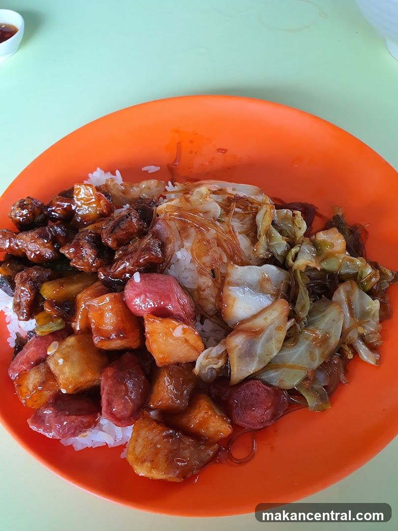 Rice dish with various toppings
