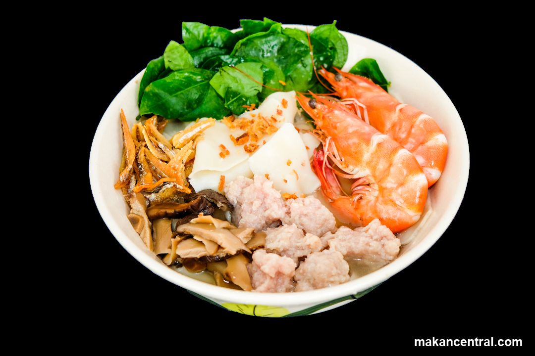 Bowl of Congee with Shrimp and Pork