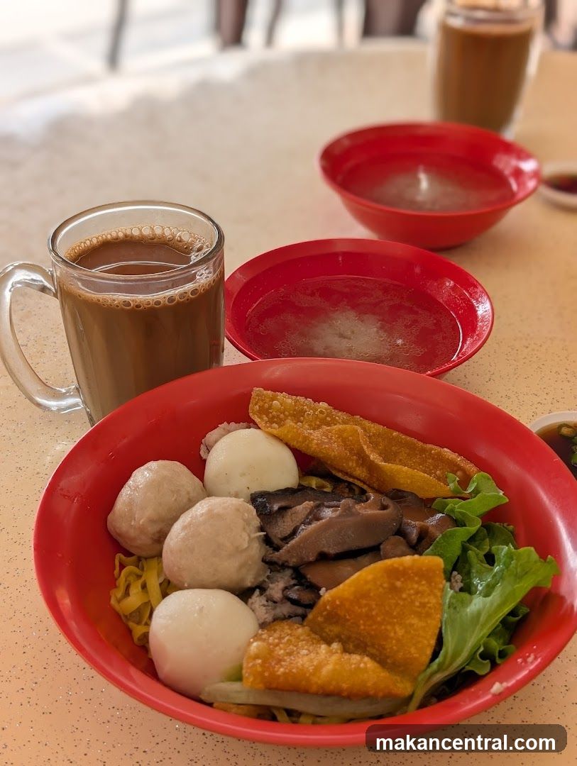 Noodle Dish with Drink
