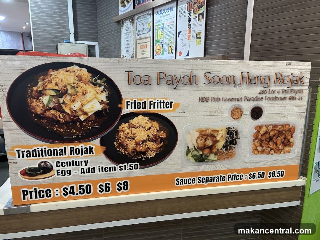 Toa Payoh Soon Heng Rojak Menu