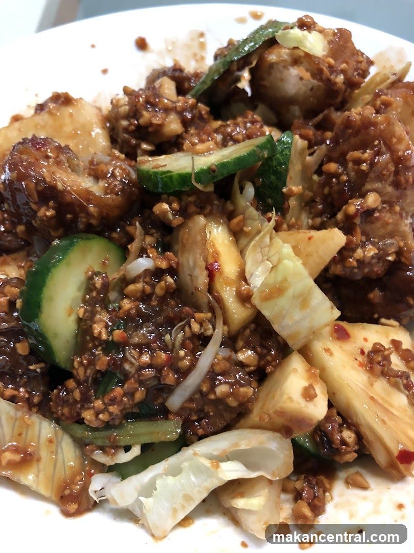 Salad with Fried Chicken and Peanut Sauce