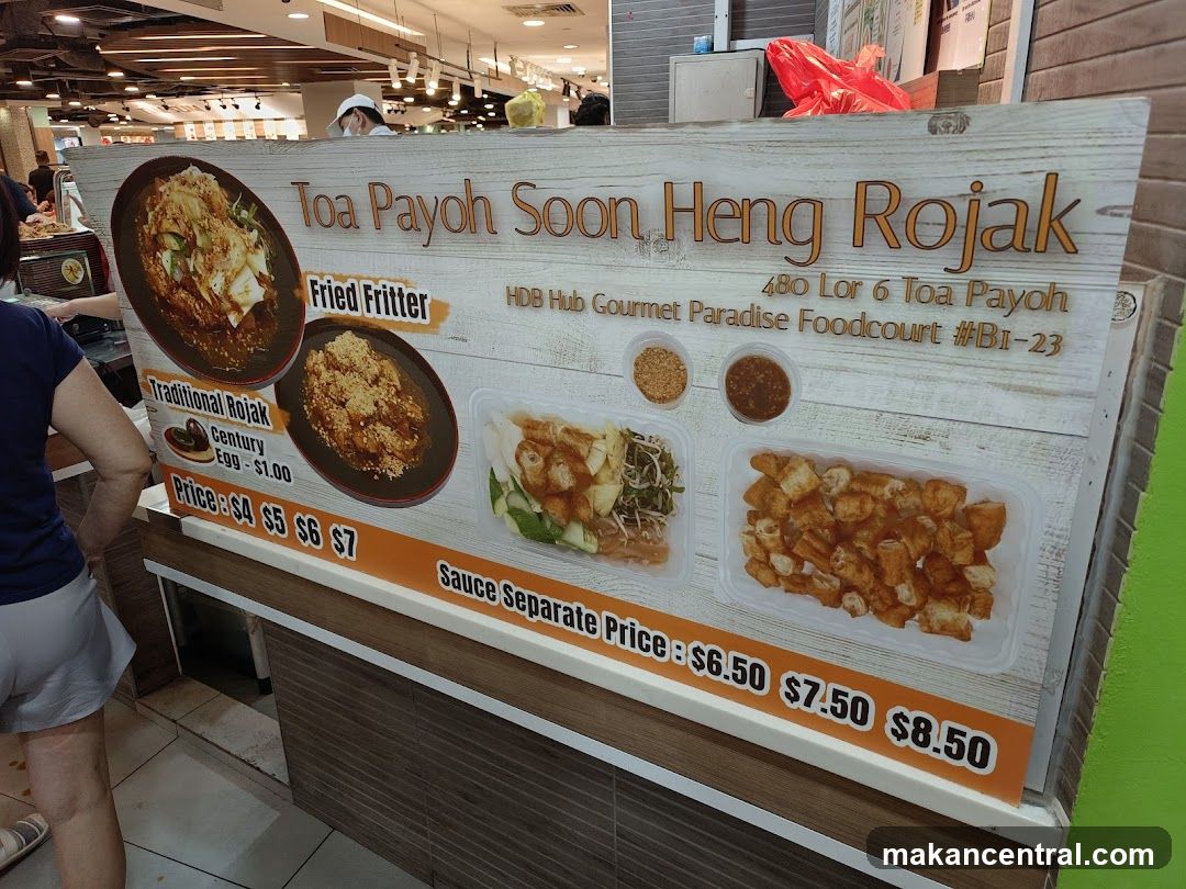 Toa Payoh Soon Heng Rojak Menu