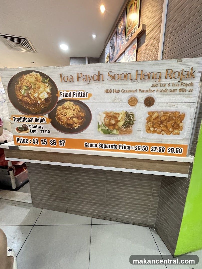 Toa Payoh Soon Heng Rojak Menu