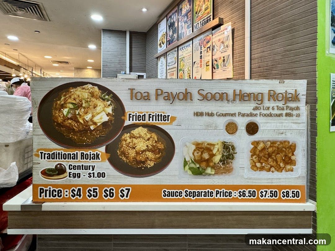 Toa Payoh Soon Heng Rojak Menu