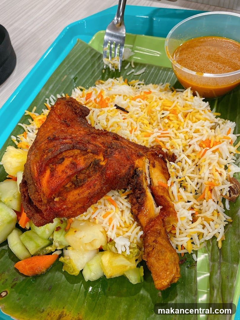 Chicken Biryani with Side Salad and Curry