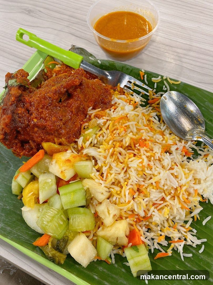 Chicken Biryani with Side Salad and Curry