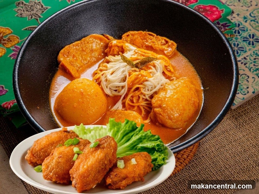 Curry Noodles and Fried Chicken Wings