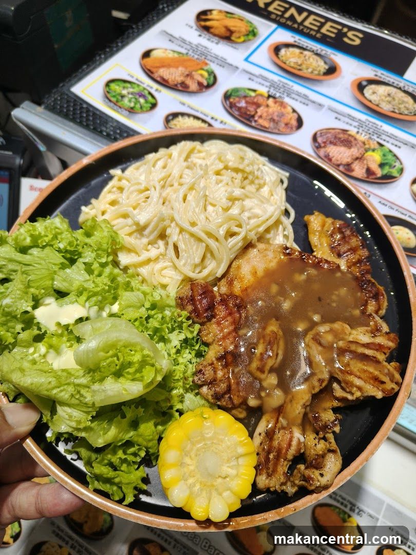 Chicken Steak with Pasta and Salad