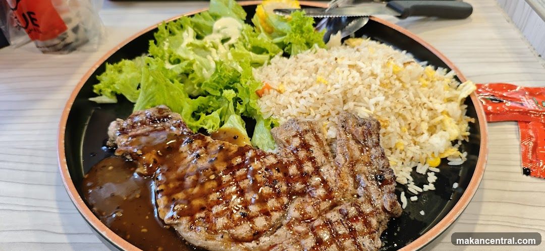 Steak with Fried Rice and Salad
