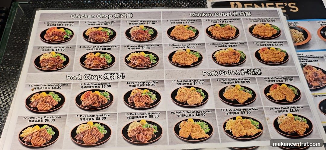 Chicken Chop and Pork Chop Menu