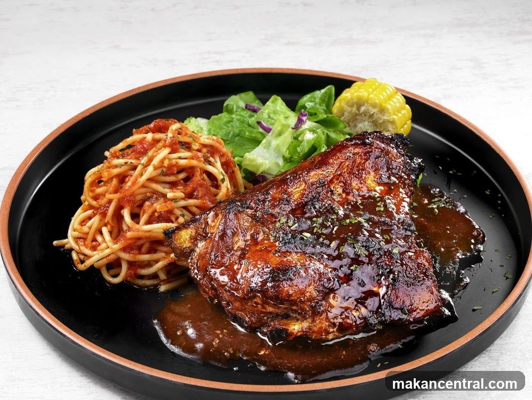 Ribs with Spaghetti and Salad
