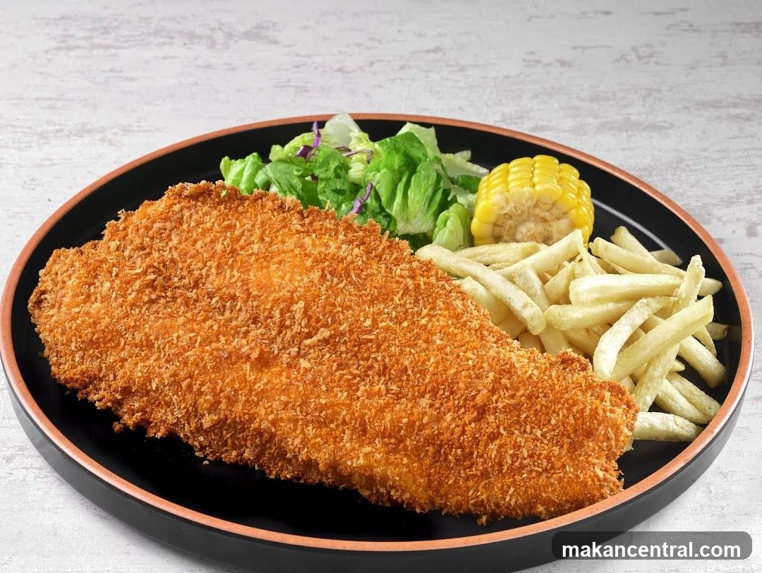 Breaded Fish Fillet with Fries and Salad