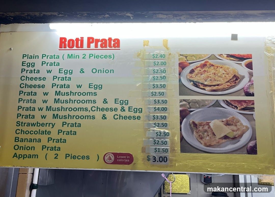 Roti Prata Menu
