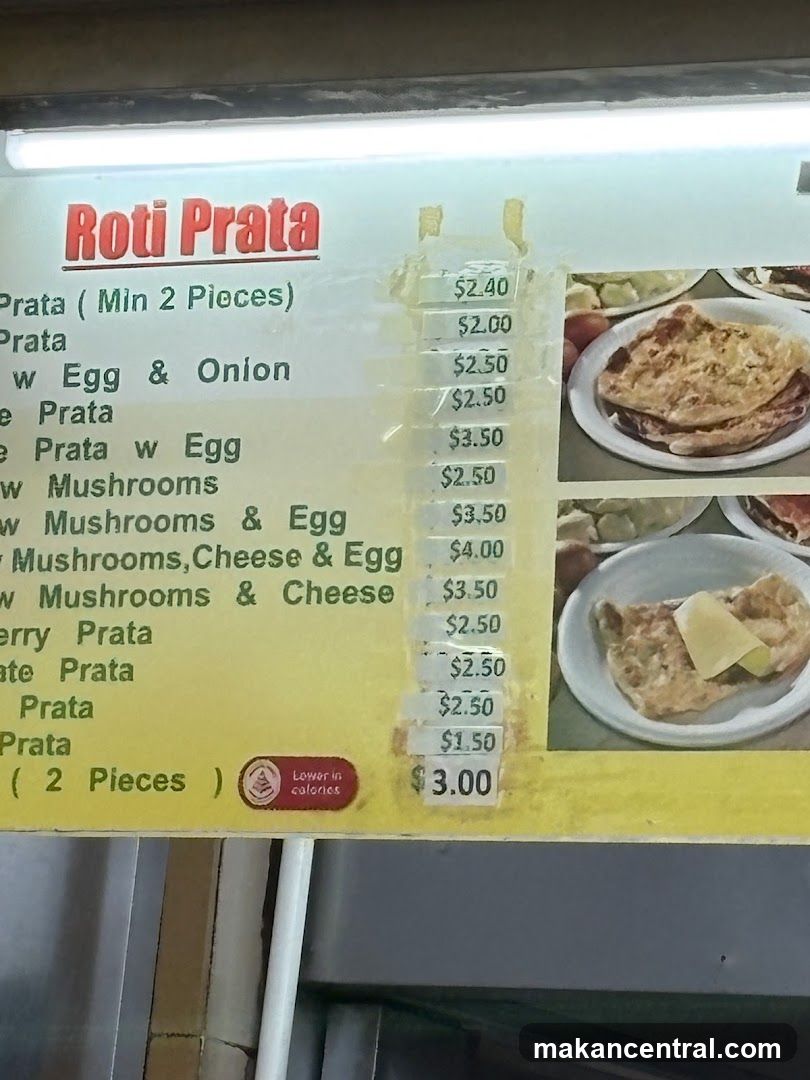 Roti Prata Menu