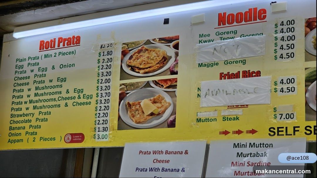 Roti Prata, Noodle, Fried Rice, and Murtabak Menu