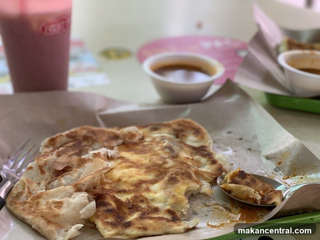 Roti Canai with Curry and Drink