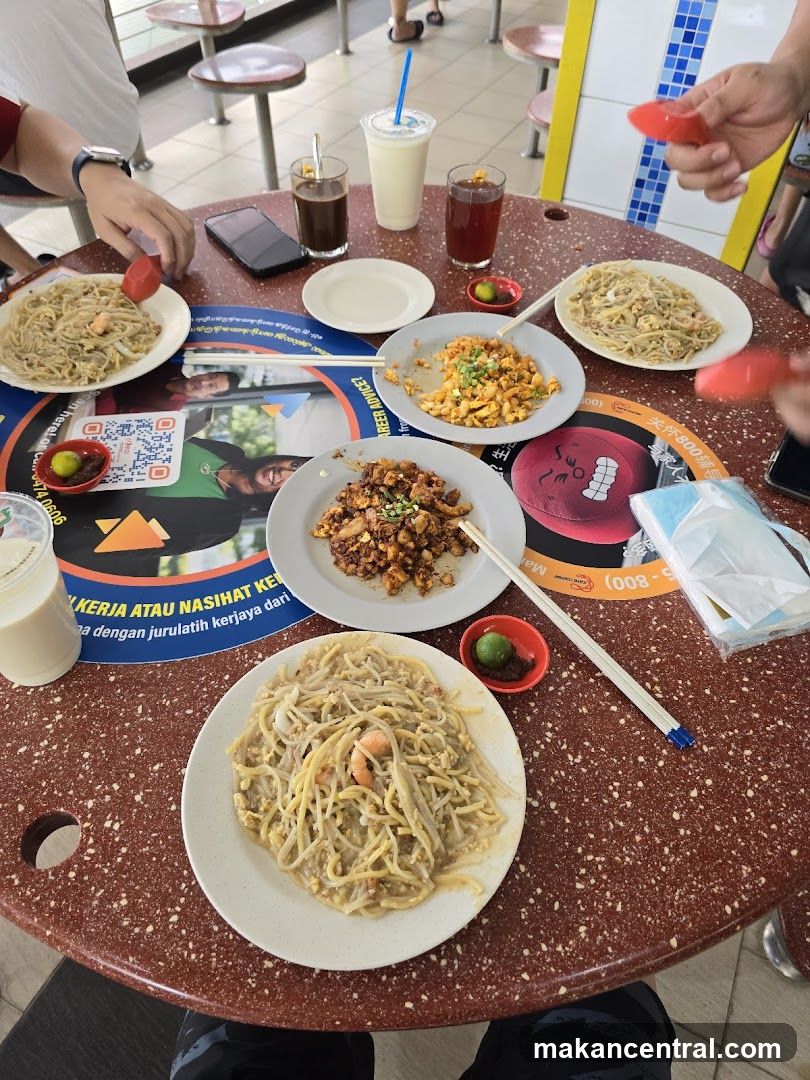 Table with food and drinks