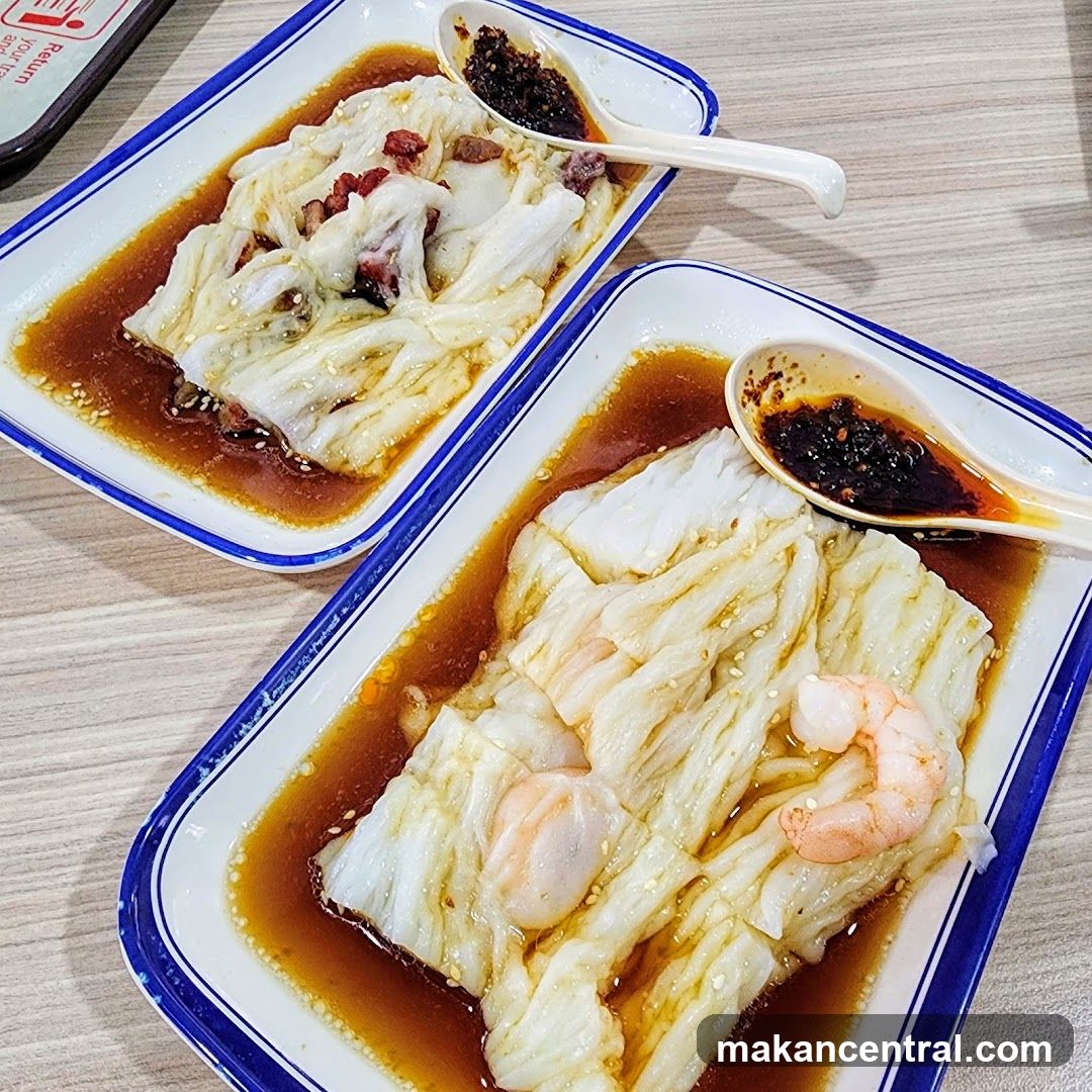 Cheung Fun with Shrimp and Char Siu