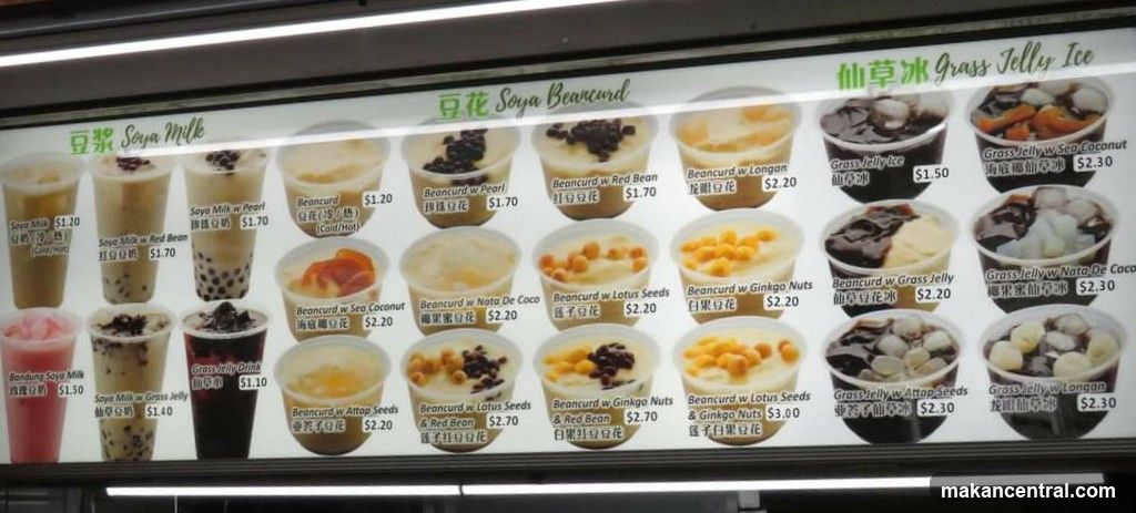 Soya Milk, Soya Beancurd, Grass Jelly Ice
