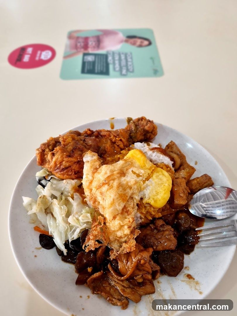 Plate of Food with Fried Chicken and Egg