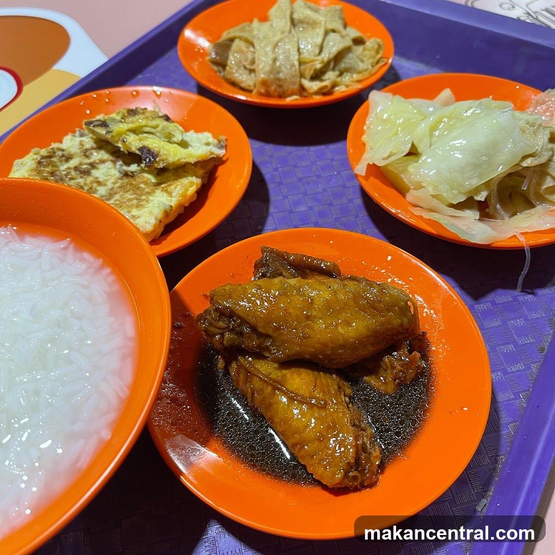 Braised Chicken Wings with Rice and Side Dishes