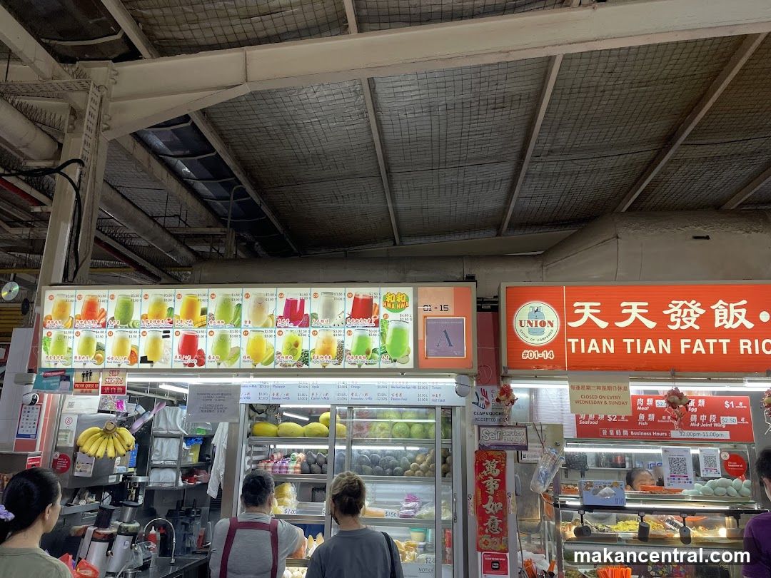 Food stalls with drinks and food