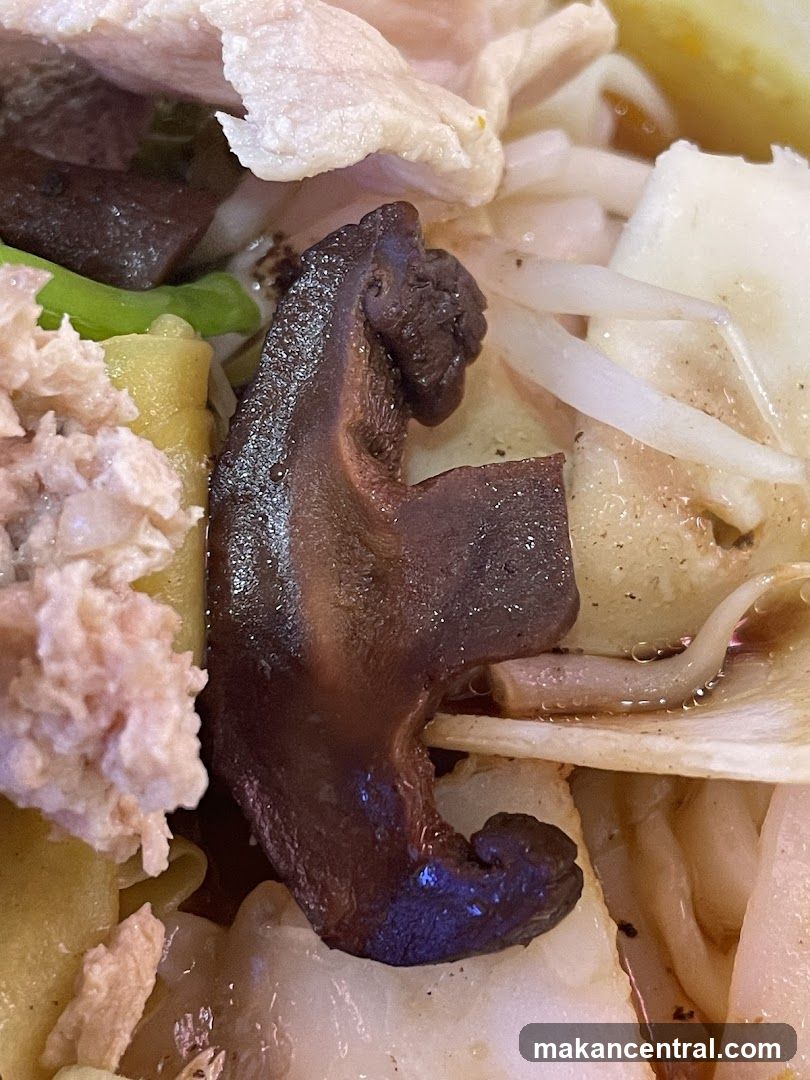 Close-up of a dish with mushrooms and meat
