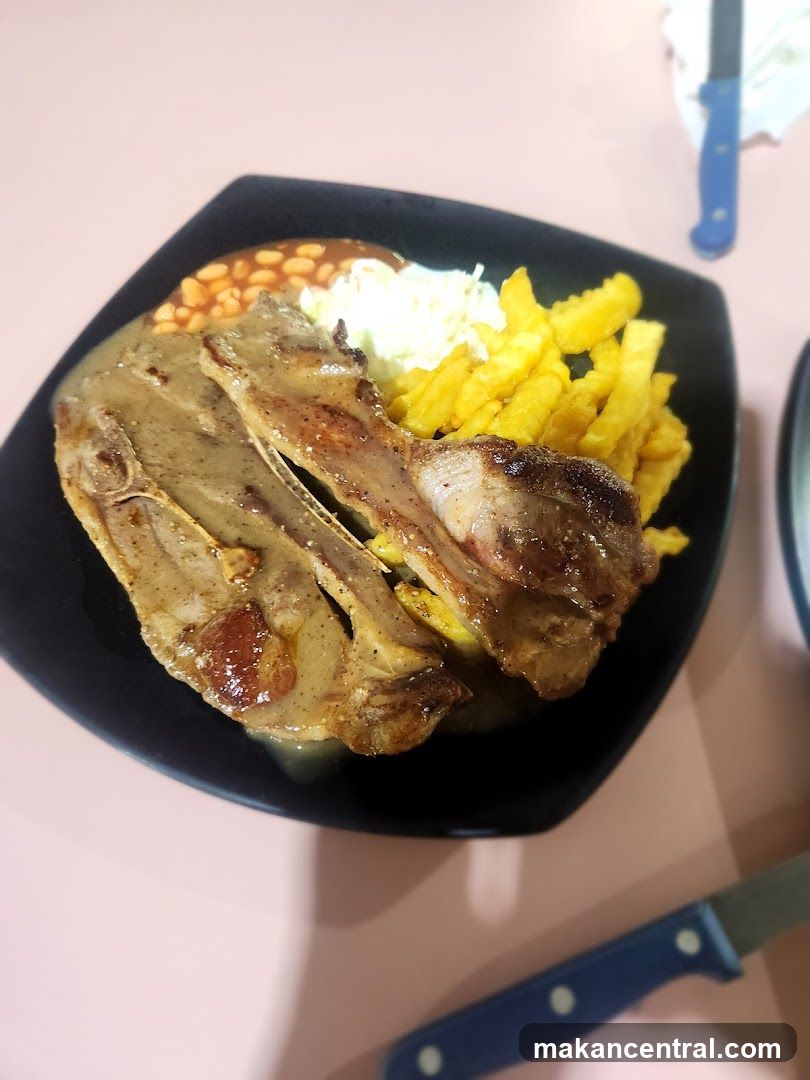 Lamb Chops with Fries and Beans