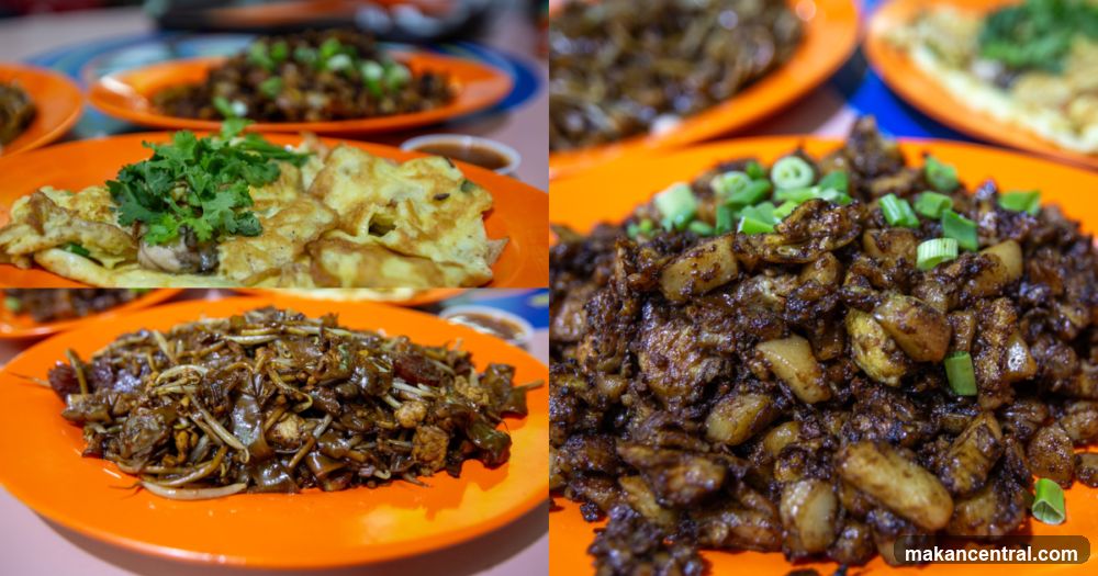 Plates of Stir-Fried Noodles and Omelette