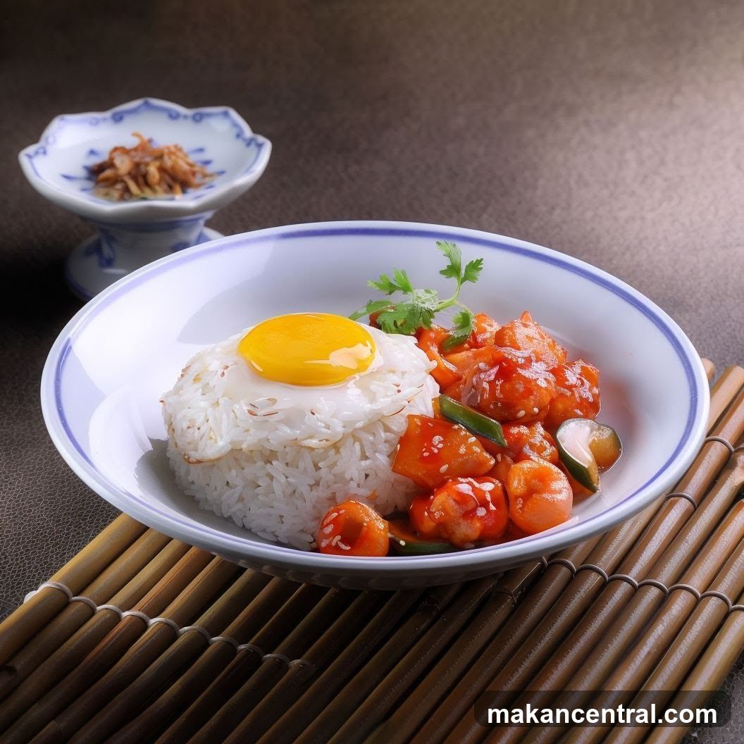 Sweet and Sour Chicken with Fried Egg and Rice
