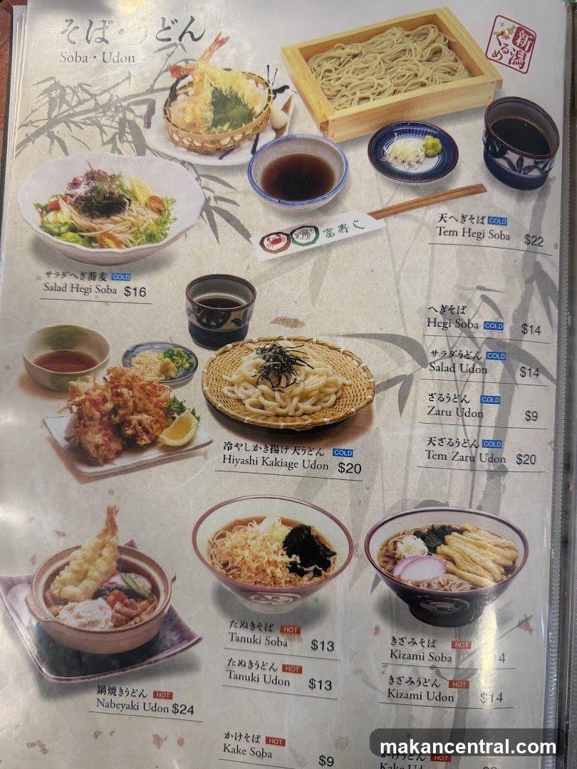 Soba Udon Menu