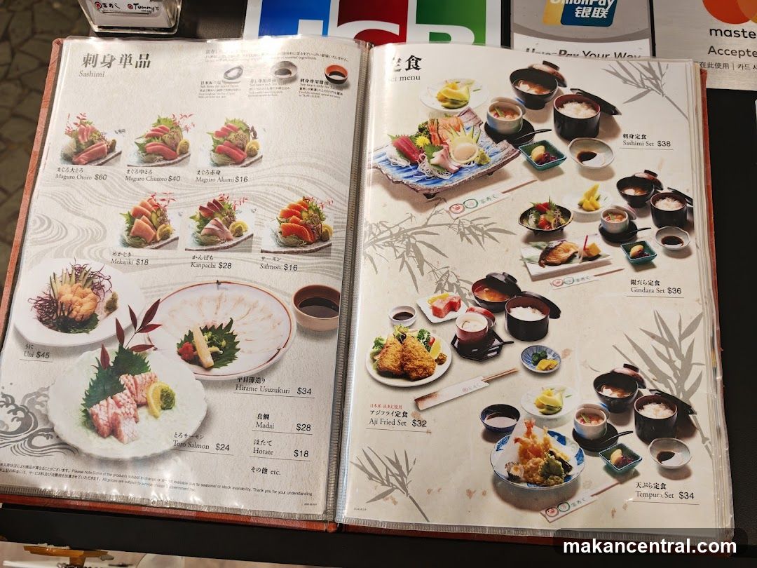 Sashimi and Set Menus