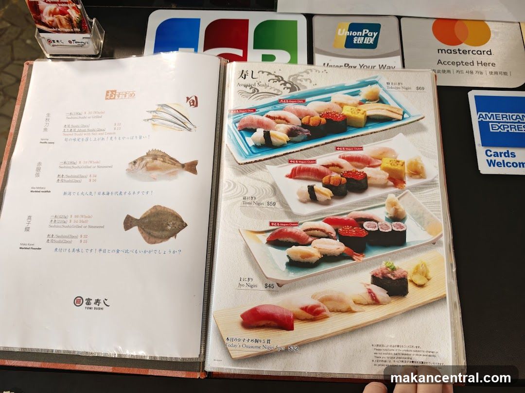 Tomi Sushi Menu
