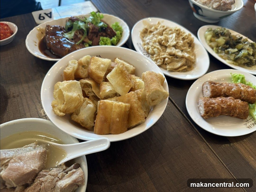 Various Dishes on Wooden Table