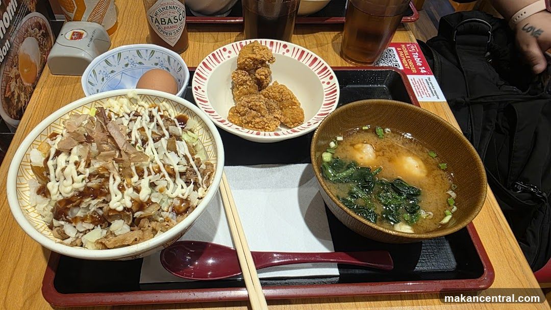 Japanese Meal with Fried Chicken and Miso Soup