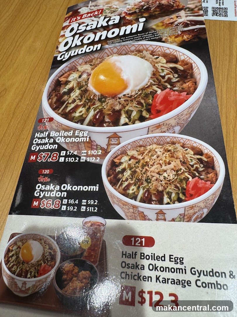Osaka Okonomi Gyudon Menu