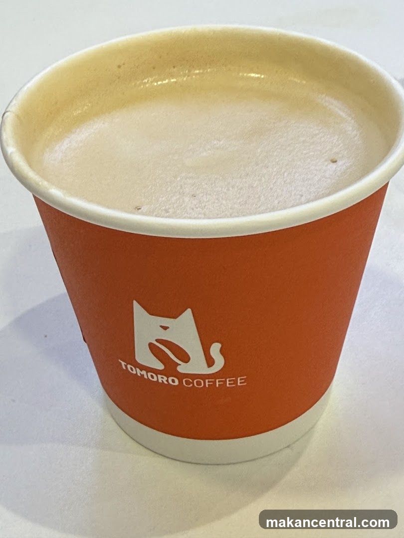 Coffee in a branded cup