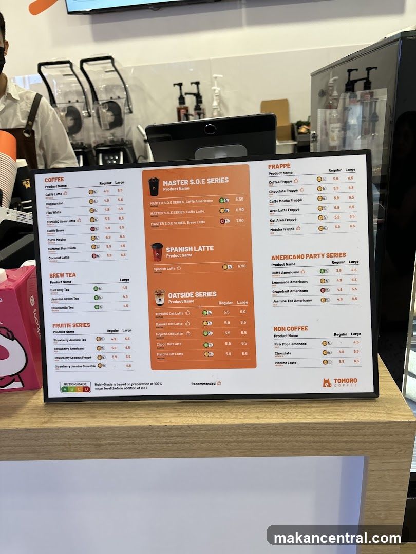 Tomoro Coffee Menu