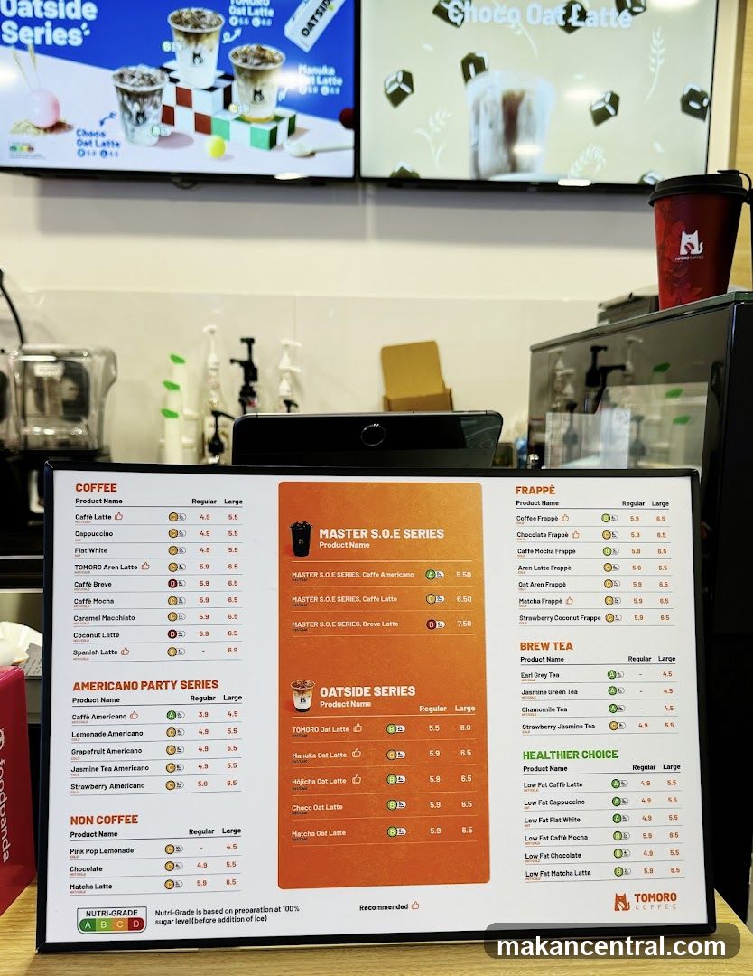 Tomoro Coffee Menu