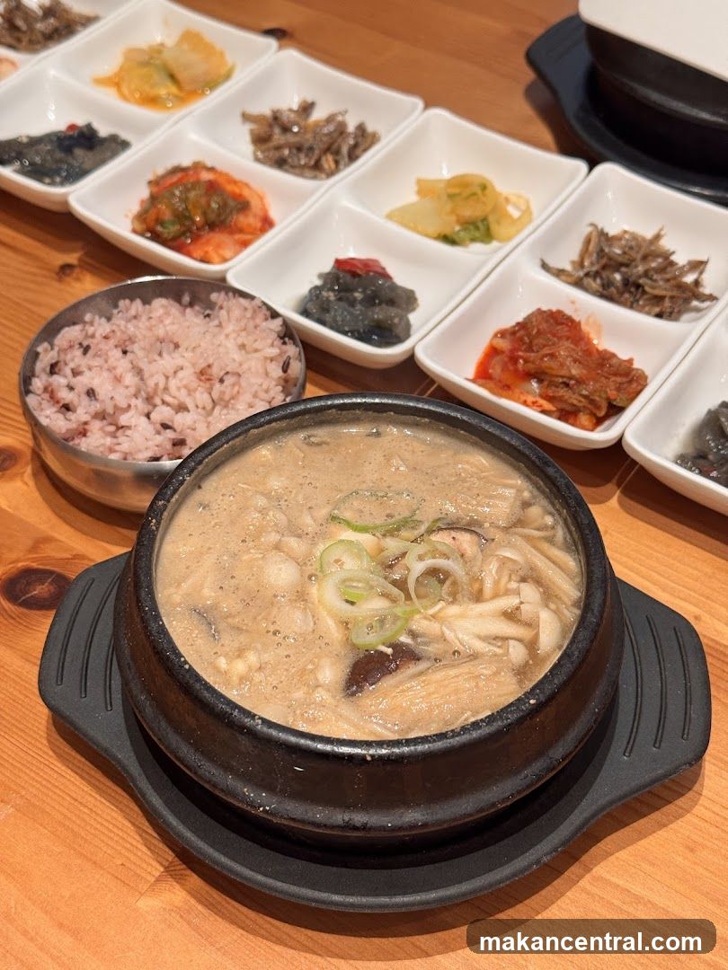Korean Meal with Soup and Side Dishes