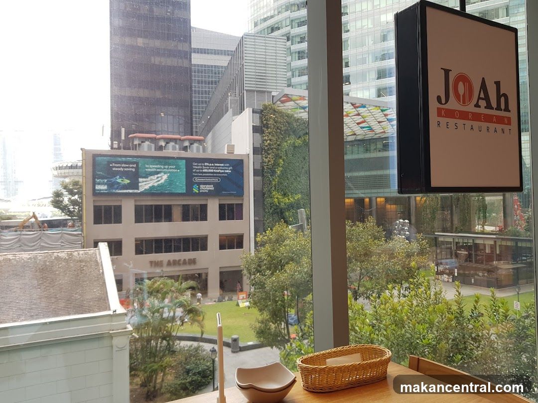 View of Korean Restaurant Signage and Cityscape